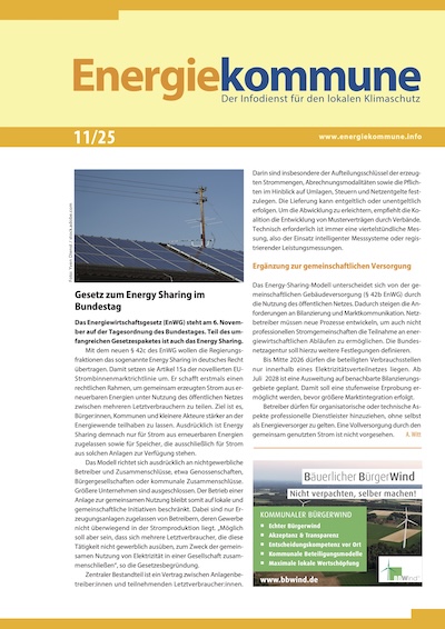 Abbildung Novemberausgabe 2025 der Fachzeitschrift Energiekommune
